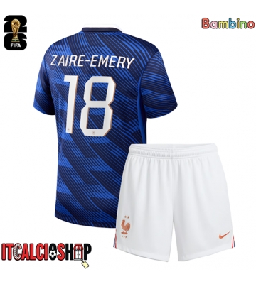 Francia Warren Zaire-Emery #18 Prima Maglia Bambino Mondiali 2026 Manica Corta (+ Pantaloni corti)